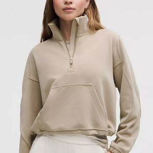 Lulu lemon Brushed Softstreme Half Zip sheer Oak